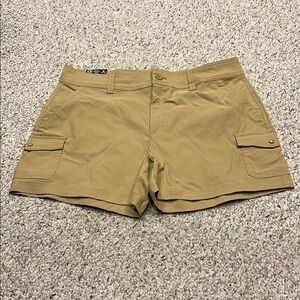 NWT Eddie Bauer Women's Tan Cargo Hiking Shorts Sz 16 Outdoor Trail Summer